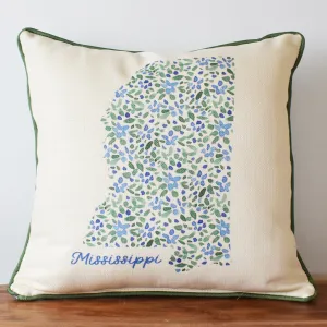 Floral Blue Mississippi Square Pillow with Backing