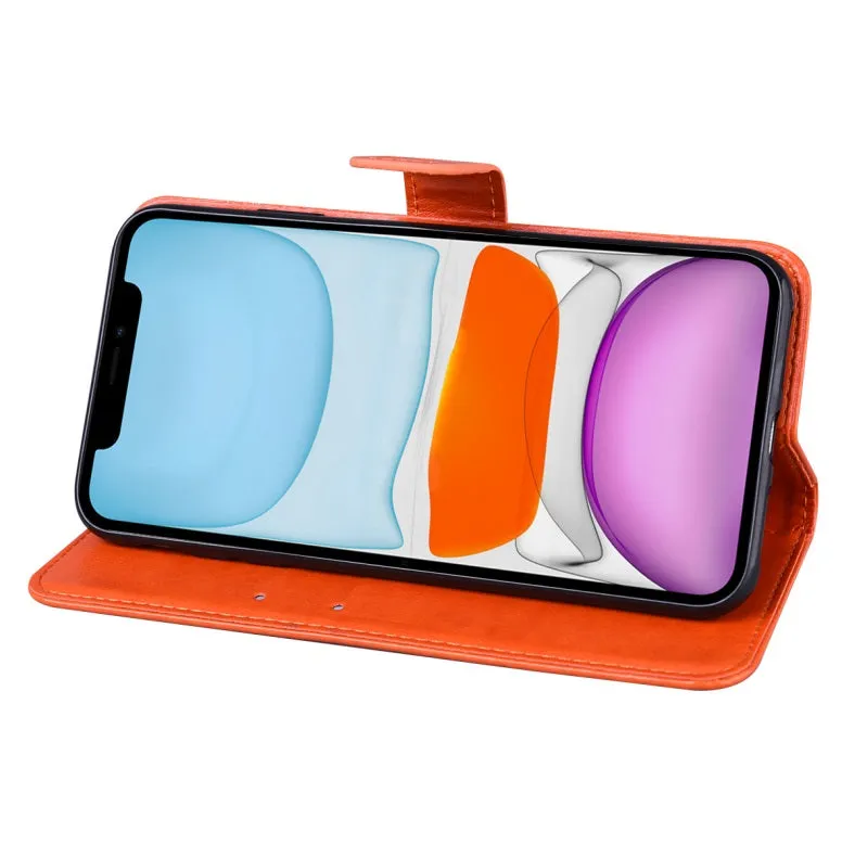 For iPhone12Promax Phone Cover 6.7Inch Mobile Phone Cover with Card Slot Phone Bracket Orange