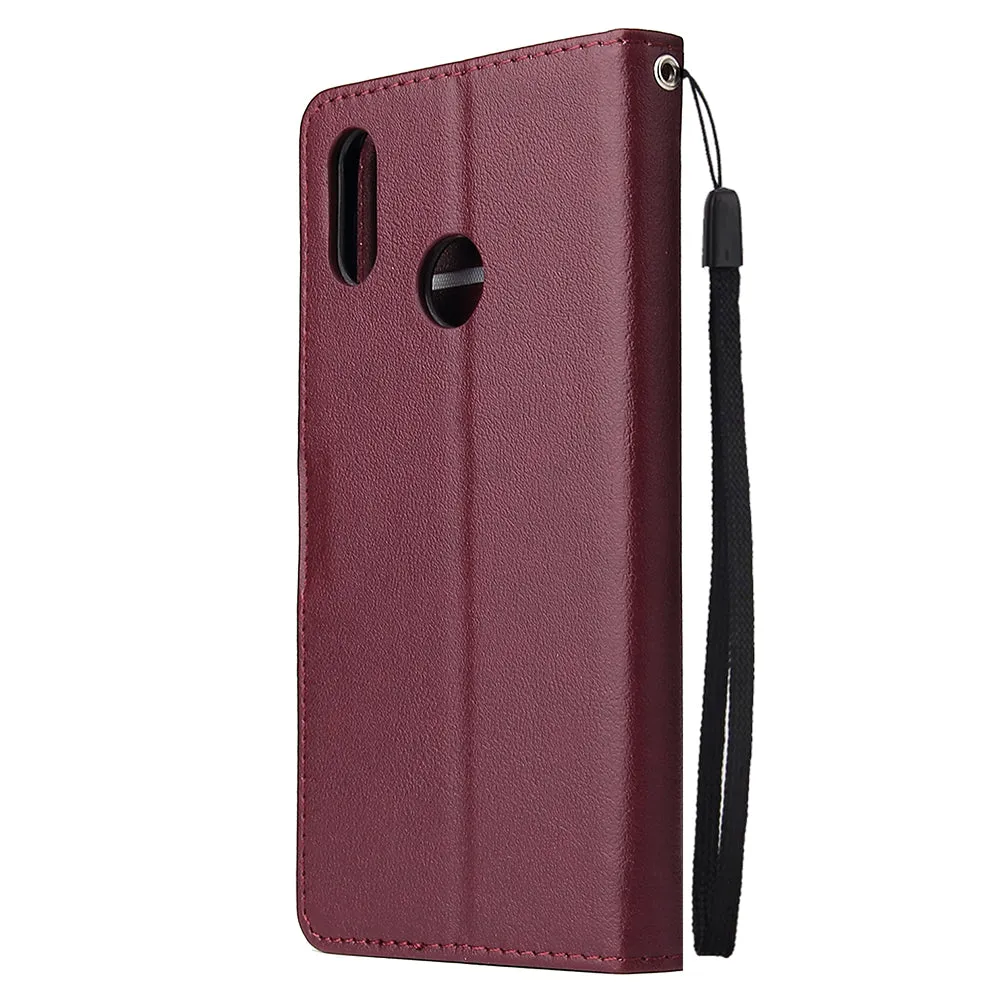 For OPPO Realme 3 Wallet-type PU Leather Protective Phone Case with Buckle & 3 Card Position brown