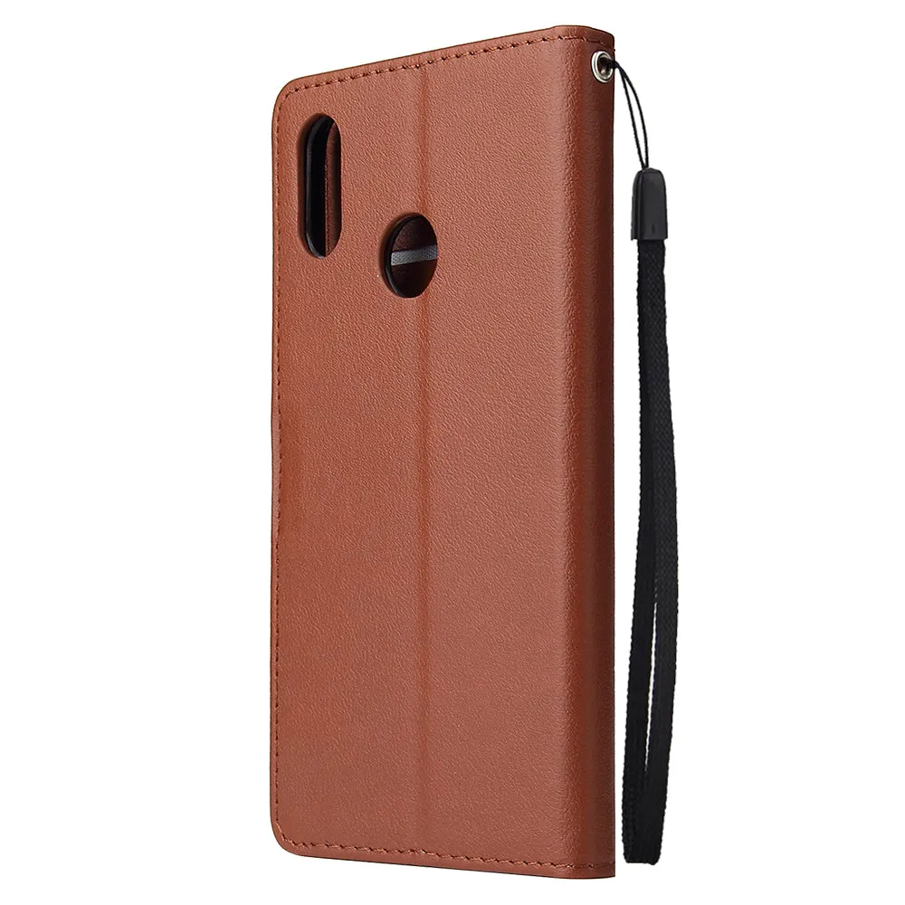 For OPPO Realme 3 Wallet-type PU Leather Protective Phone Case with Buckle & 3 Card Position brown