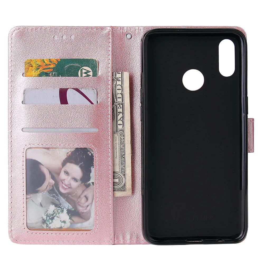 For OPPO Realme 3 Wallet-type PU Leather Protective Phone Case with Buckle & 3 Card Position brown