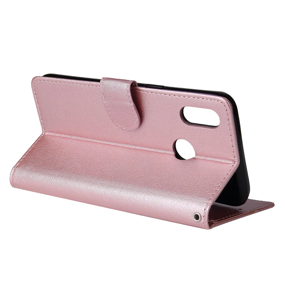For OPPO Realme 3 Wallet-type PU Leather Protective Phone Case with Buckle & 3 Card Position brown