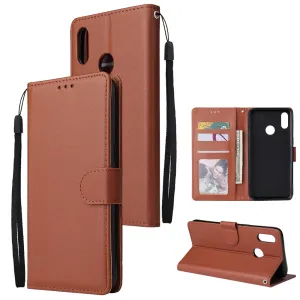 For OPPO Realme 3 Wallet-type PU Leather Protective Phone Case with Buckle & 3 Card Position brown
