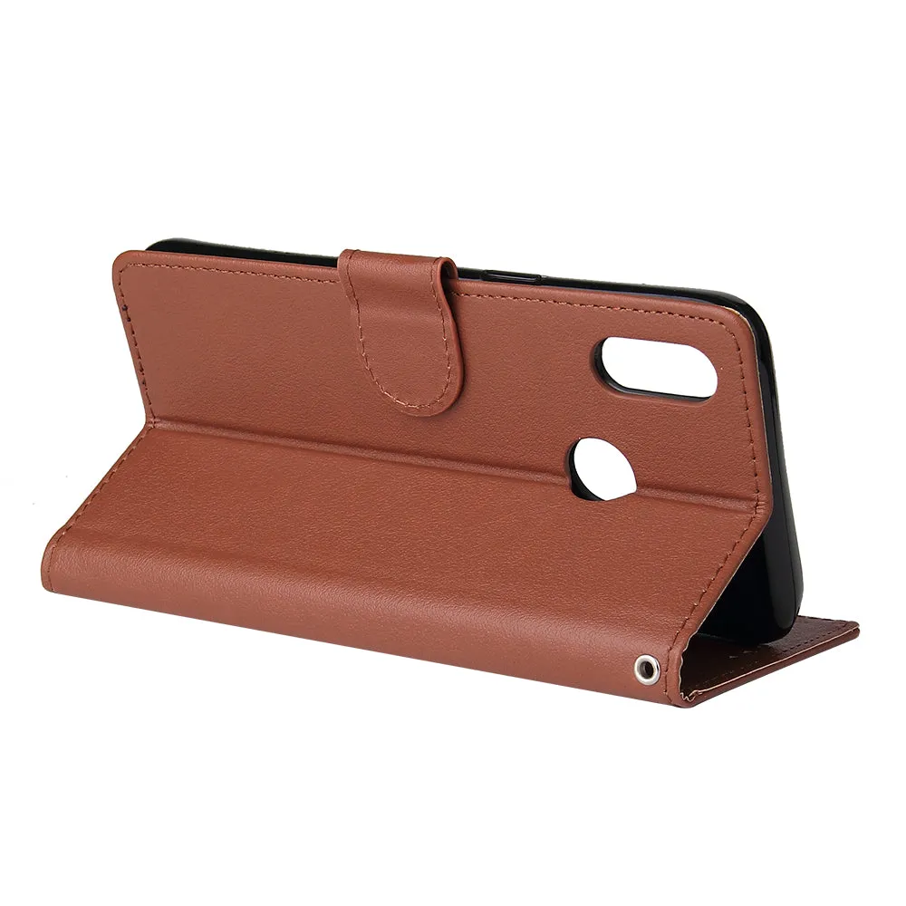 For OPPO Realme 3 Wallet-type PU Leather Protective Phone Case with Buckle & 3 Card Position brown