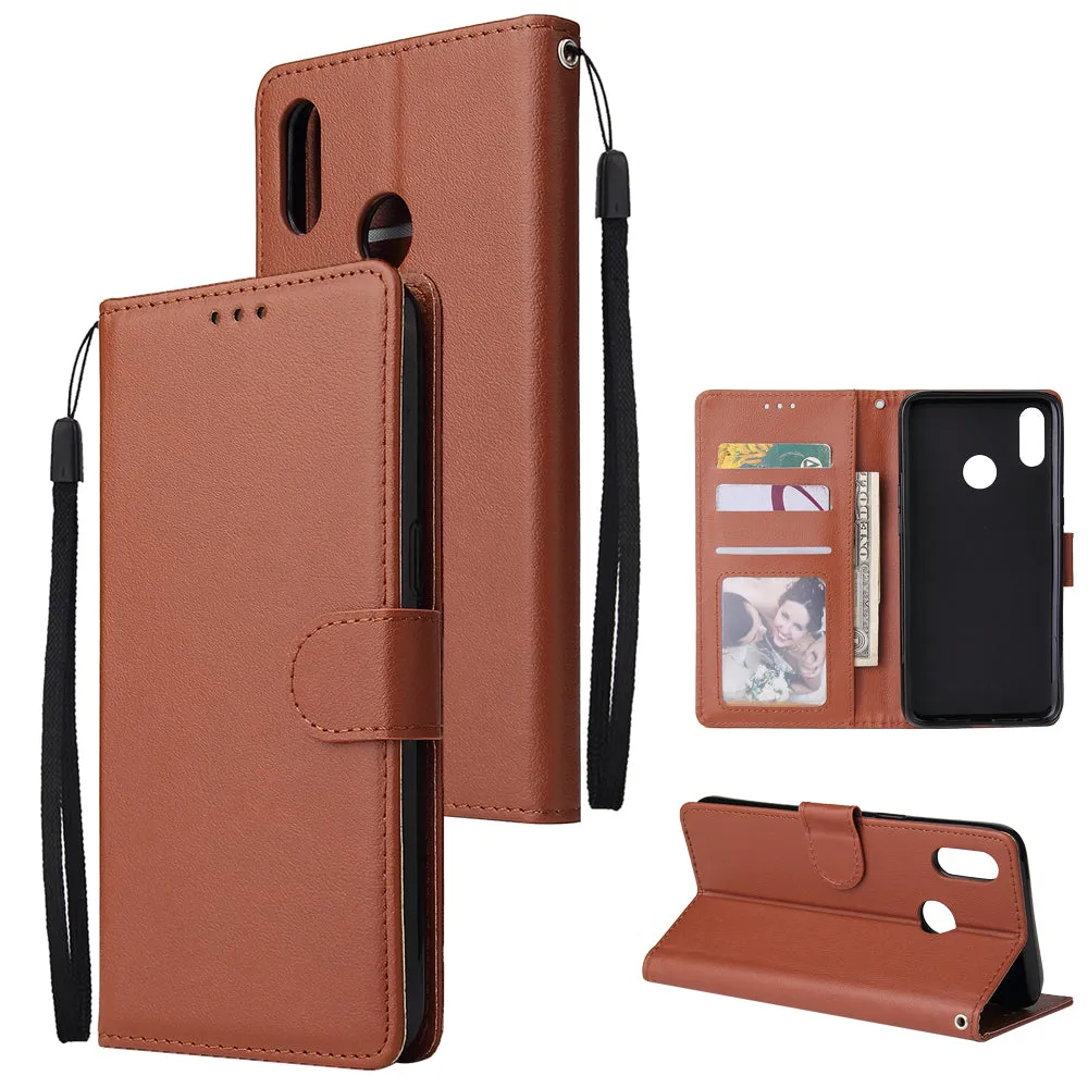For OPPO Realme 3 Wallet-type PU Leather Protective Phone Case with Buckle & 3 Card Position brown