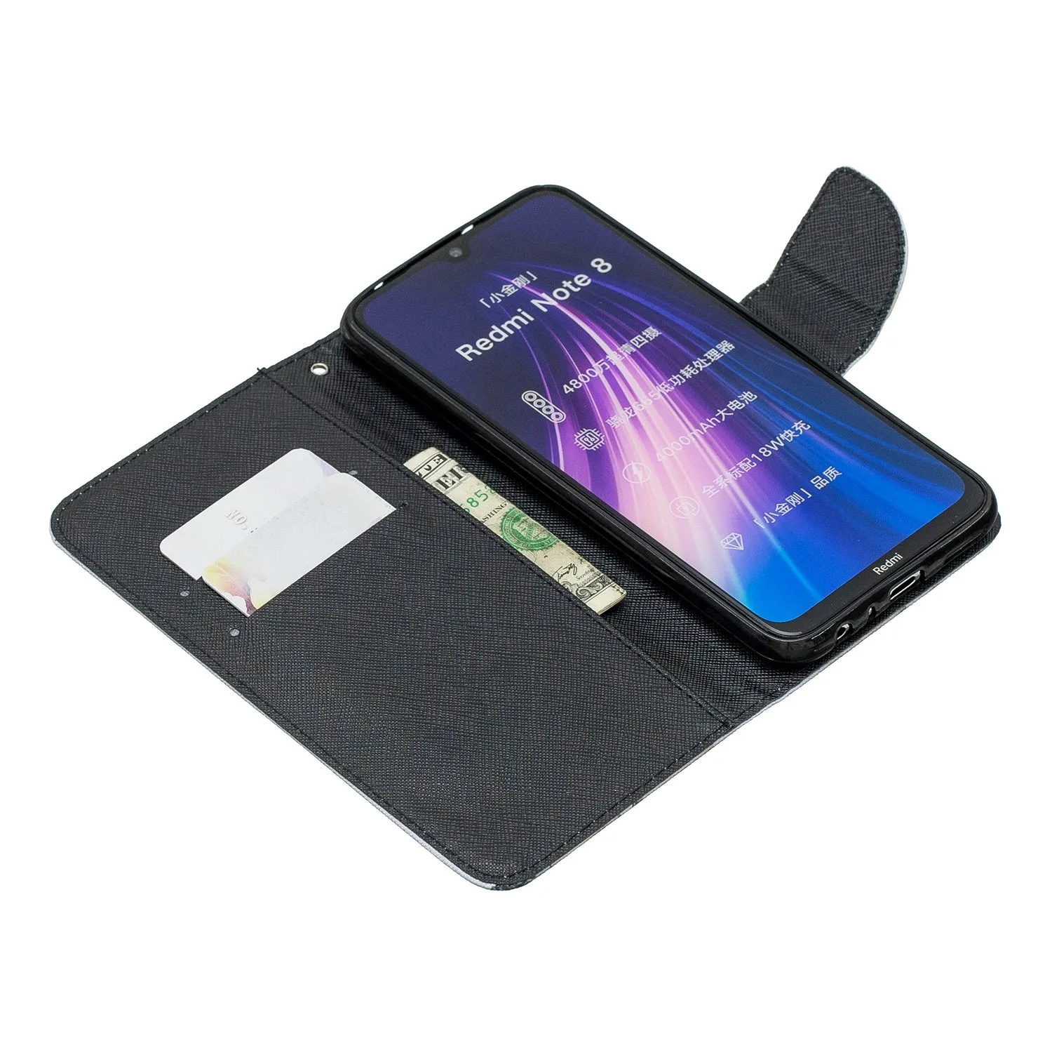 For Redmi Note 8/8 Pro Cellphone Cover Stand Function Wallet Design PU Leather Smartphone Shell Elegant Pattern Printed  Ice cream unicorn