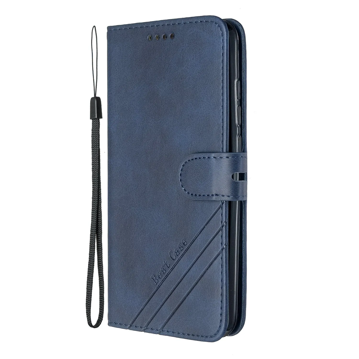 For Redmi Note 8T/Redmi 8/Redmi 8A Case Soft Leather Cover with Denim Texture Precise Cutouts Wallet Design Buckle Closure Smartphone Shell  blue