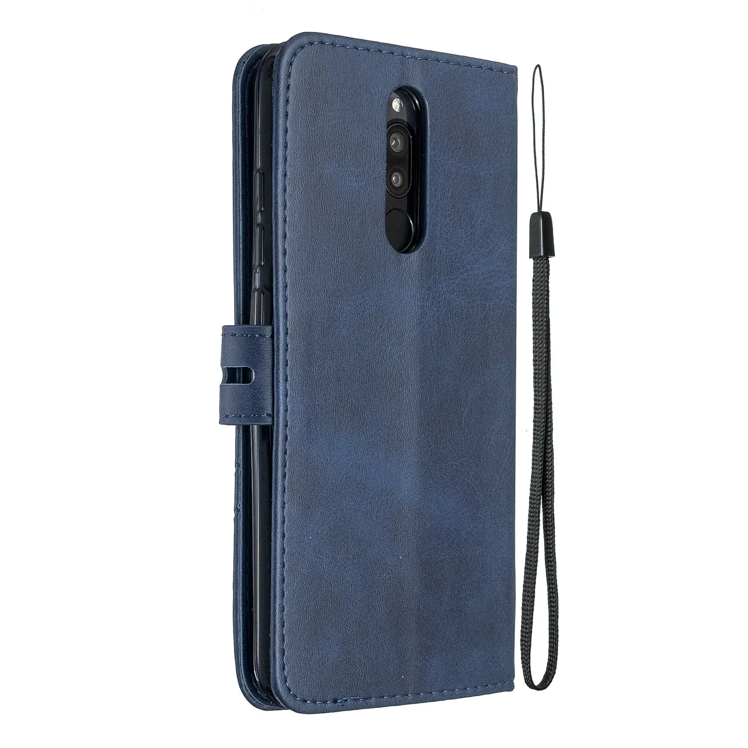 For Redmi Note 8T/Redmi 8/Redmi 8A Case Soft Leather Cover with Denim Texture Precise Cutouts Wallet Design Buckle Closure Smartphone Shell  blue