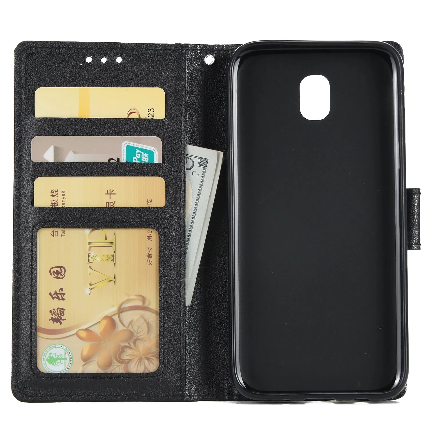 For Samsung J7 2017 European Edition/J730/J7 PRO PU Leather Protective Phone Case with 3 Card Position red
