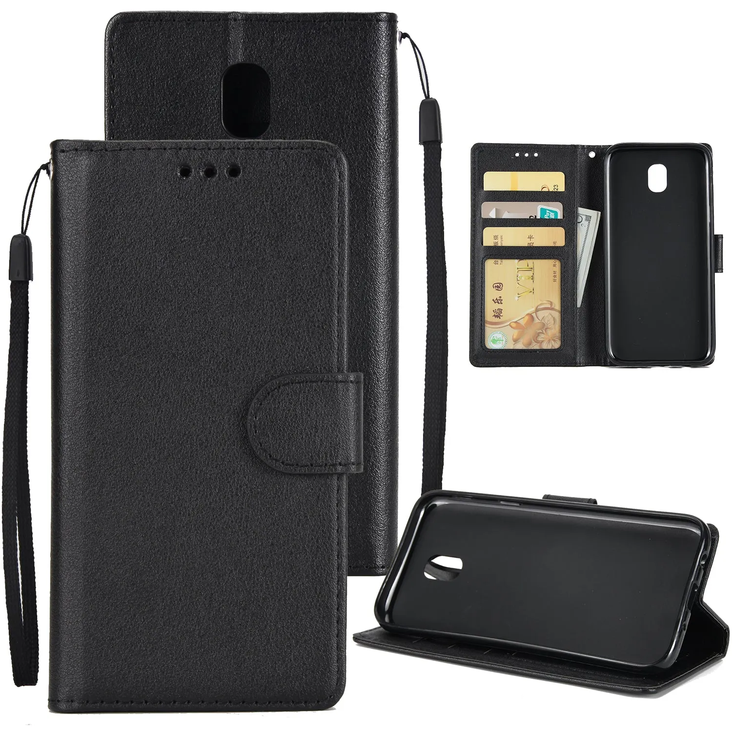 For Samsung J7 2017 European Edition/J730/J7 PRO PU Leather Protective Phone Case with 3 Card Position red