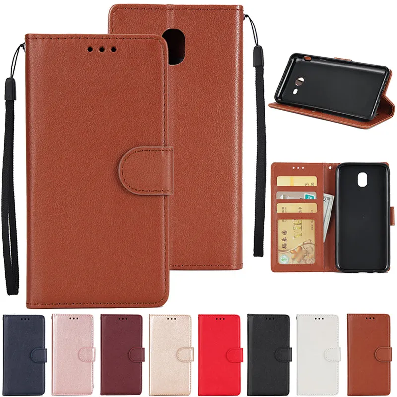For Samsung J7 2017 European Edition/J730/J7 PRO PU Leather Protective Phone Case with 3 Card Position red