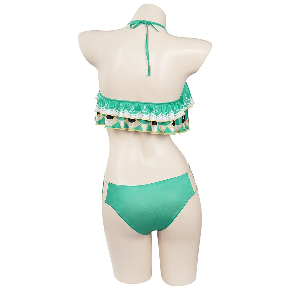 Genshin Impact Venti Cosplay Costume Bikini Top Shorts Swimsuit Outfits Halloween Carnival Suit