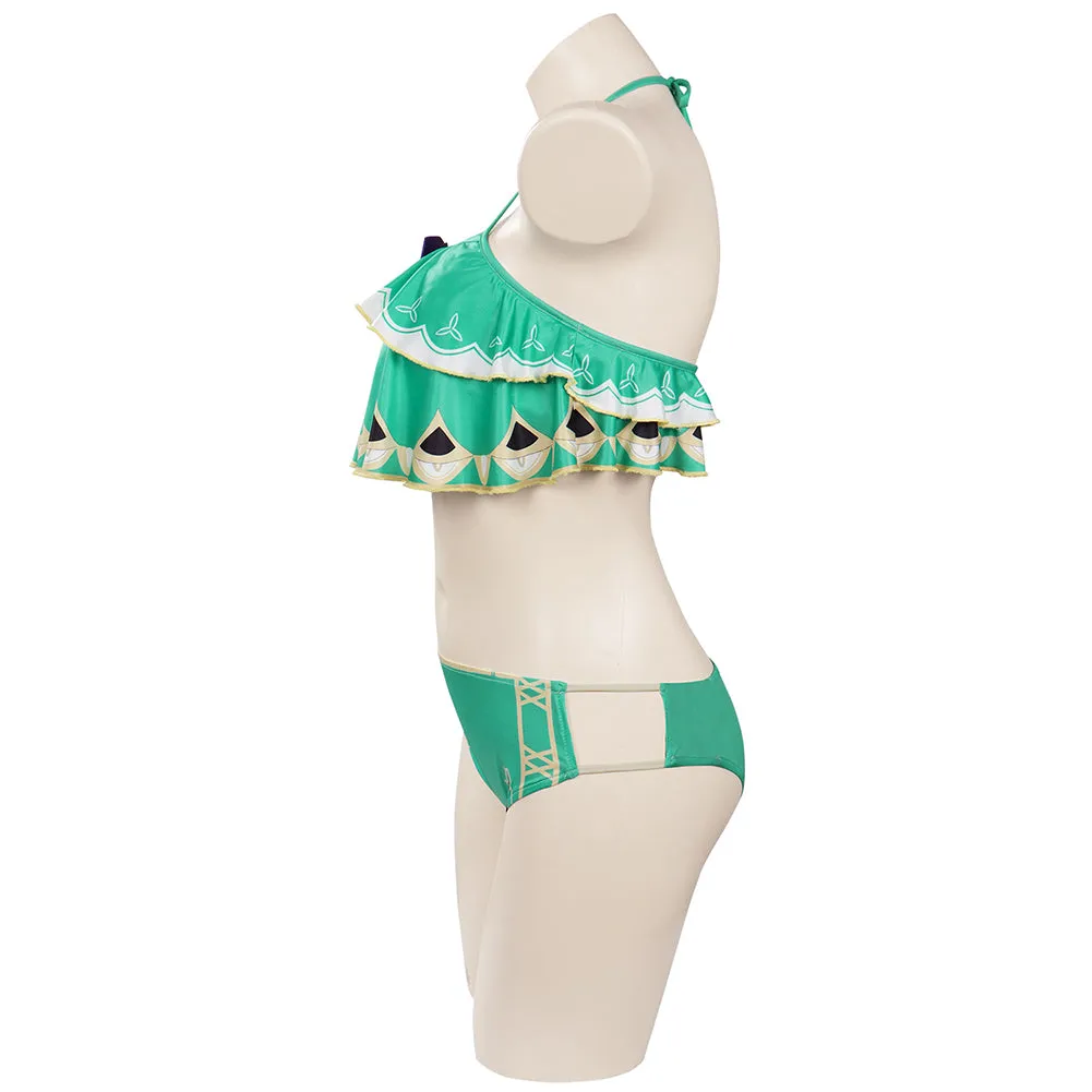 Genshin Impact Venti Cosplay Costume Bikini Top Shorts Swimsuit Outfits Halloween Carnival Suit