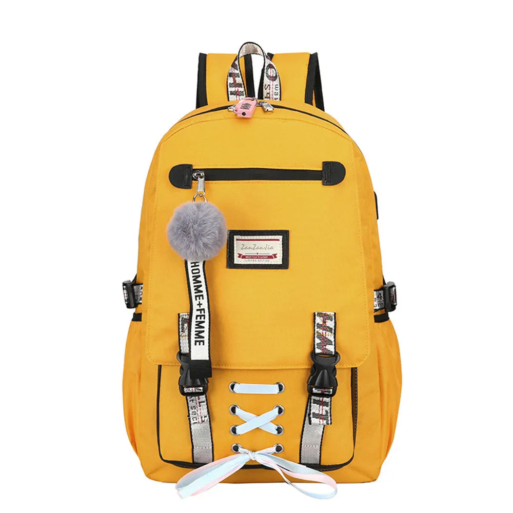 Girls Backpack with USB Charging Port for Middle School Anti-theft Waterproof Bookbag USB2600