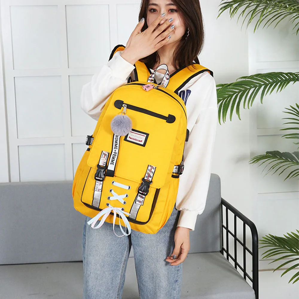 Girls Backpack with USB Charging Port for Middle School Anti-theft Waterproof Bookbag USB2600