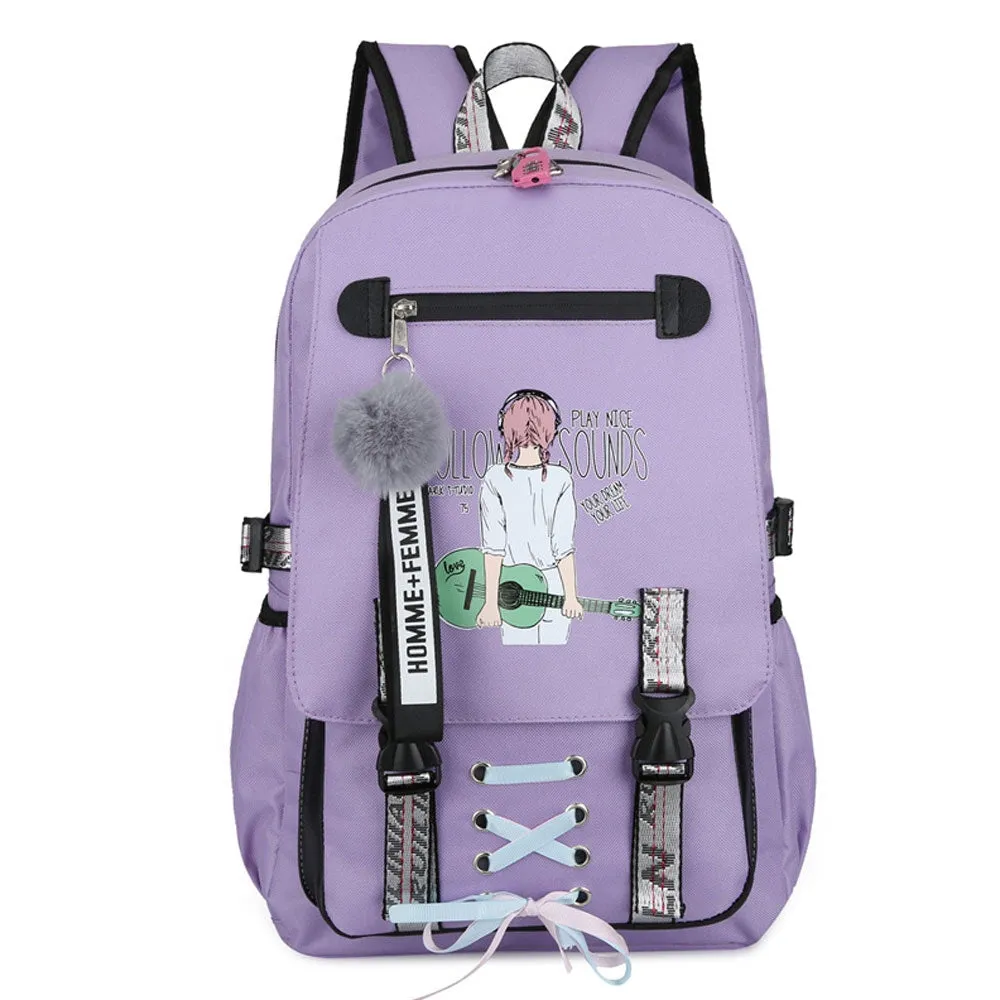 Girls Backpack with USB Charging Port for Middle School Anti-theft Waterproof Bookbag USB2600