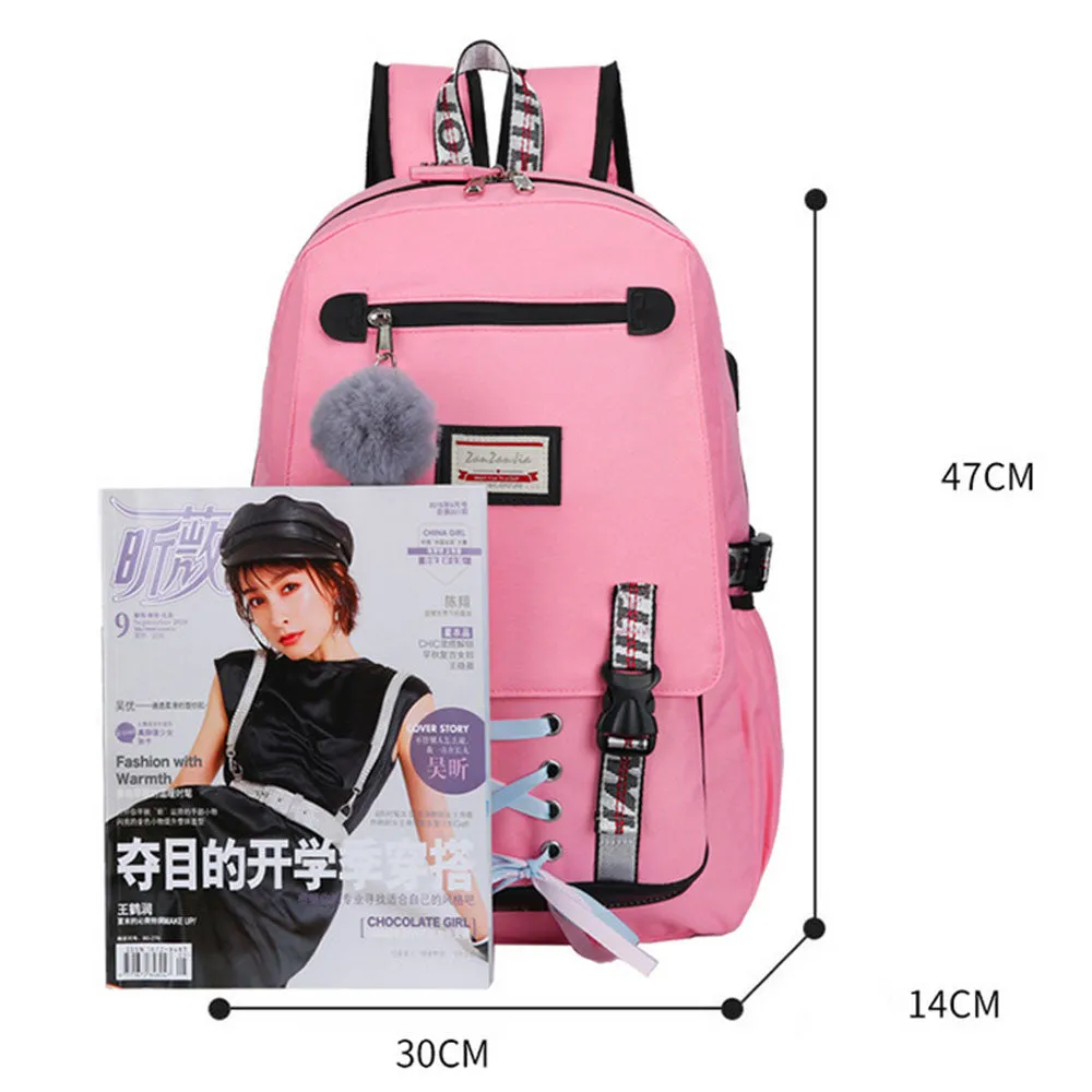 Girls Backpack with USB Charging Port for Middle School Anti-theft Waterproof Bookbag USB2600