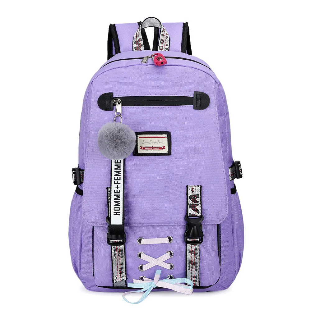 Girls Backpack with USB Charging Port for Middle School Anti-theft Waterproof Bookbag USB2600