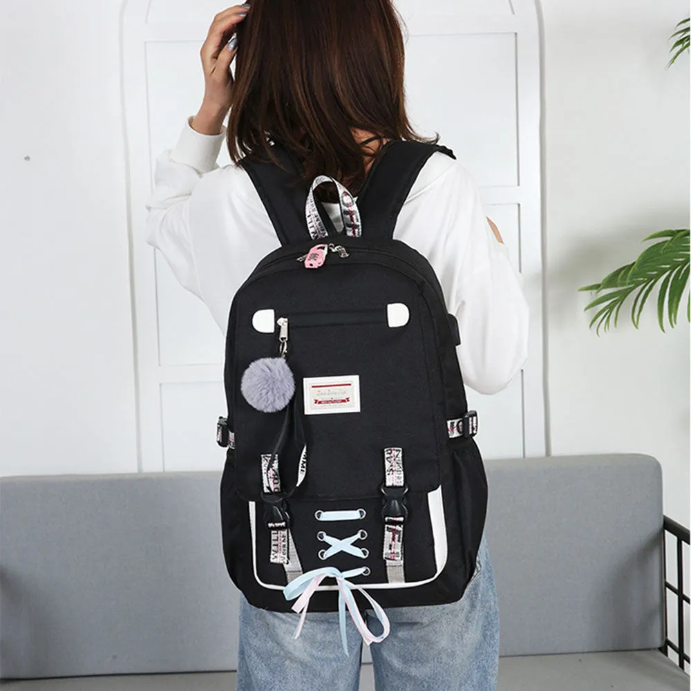 Girls Backpack with USB Charging Port for Middle School Anti-theft Waterproof Bookbag USB2600