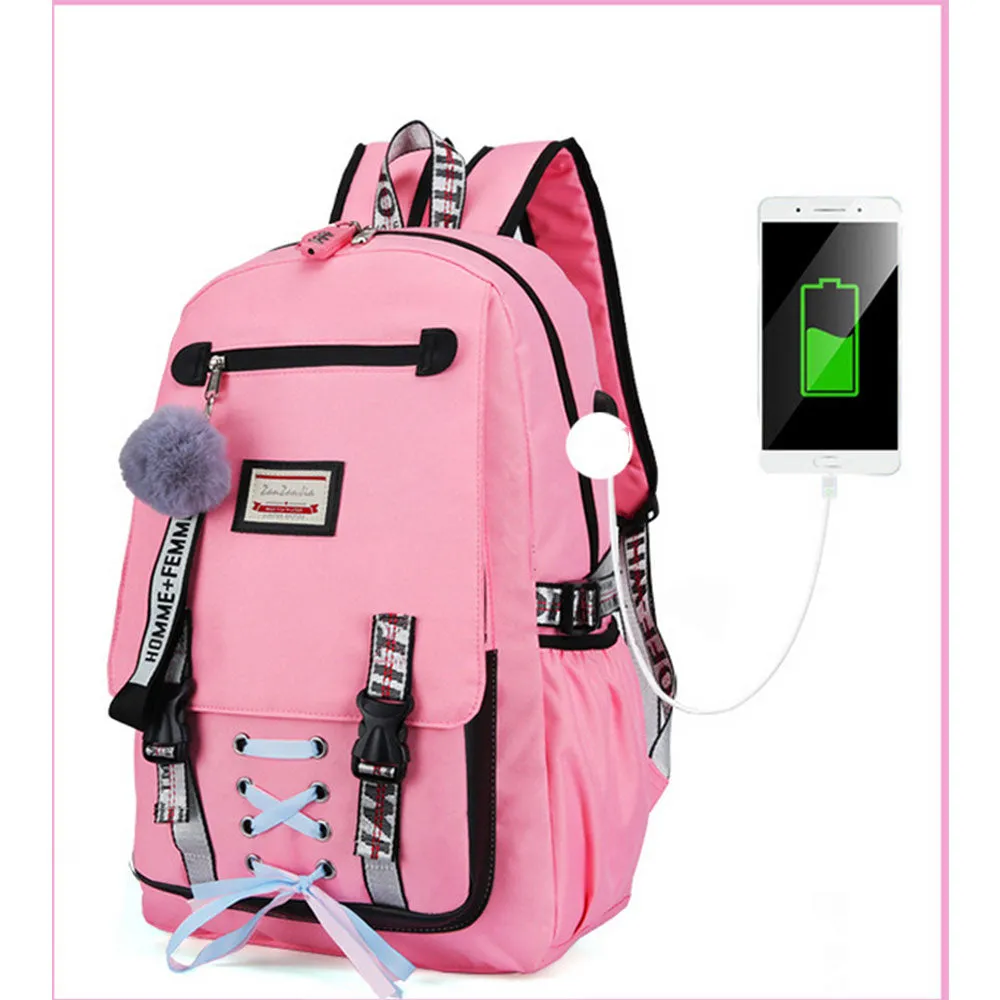 Girls Backpack with USB Charging Port for Middle School Anti-theft Waterproof Bookbag USB2600
