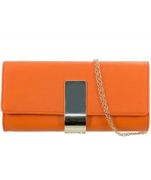 Gold Plaque Detail Clutch - Kelsey