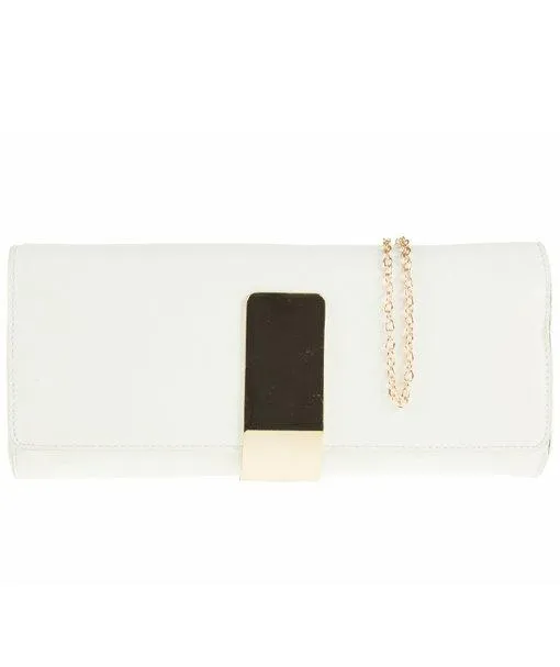 Gold Plaque Detail Clutch - Kelsey