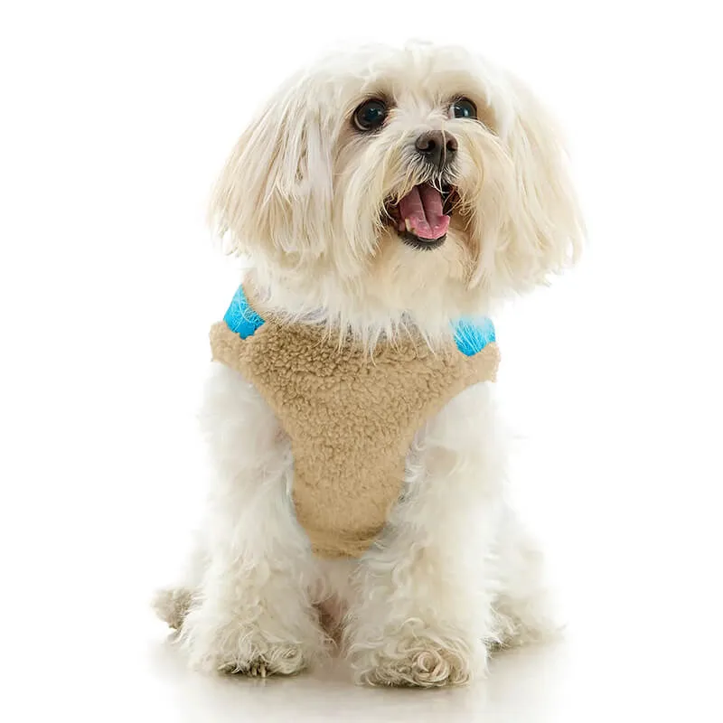 Gooby Zip Up Two-Tone Sherpa Vest Cream