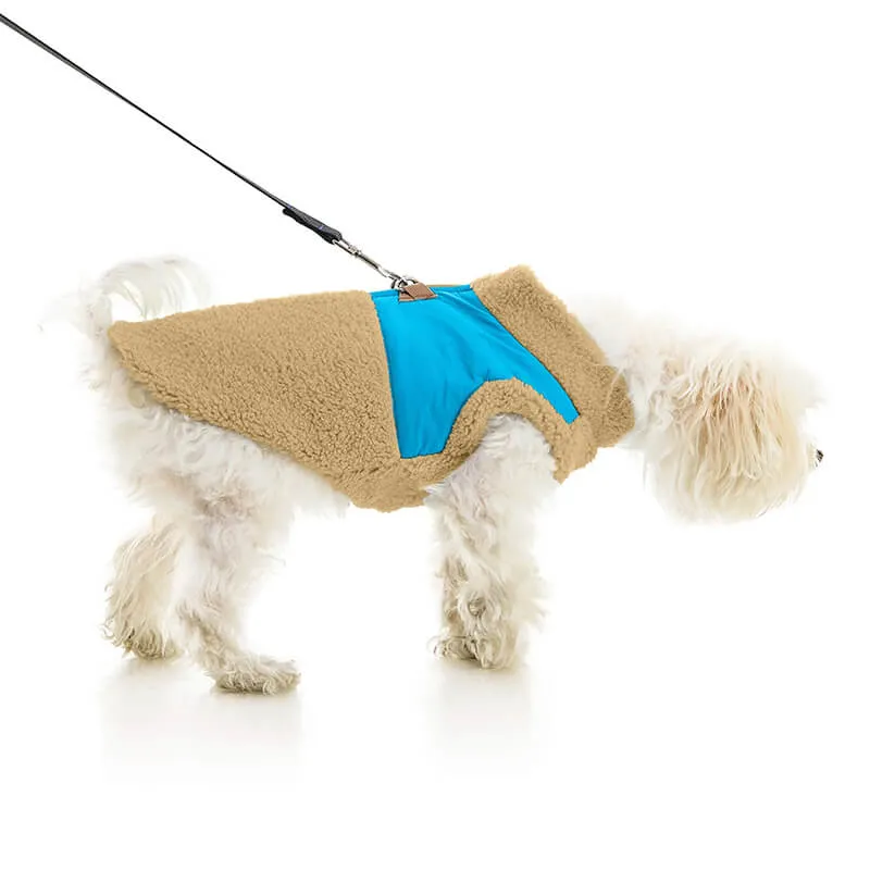 Gooby Zip Up Two-Tone Sherpa Vest Cream