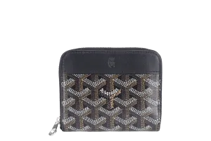 GOYARD MATIGNON ZIP AROUND MINI WALLET BLACK SILVER HARDWARE NO DUST COVER