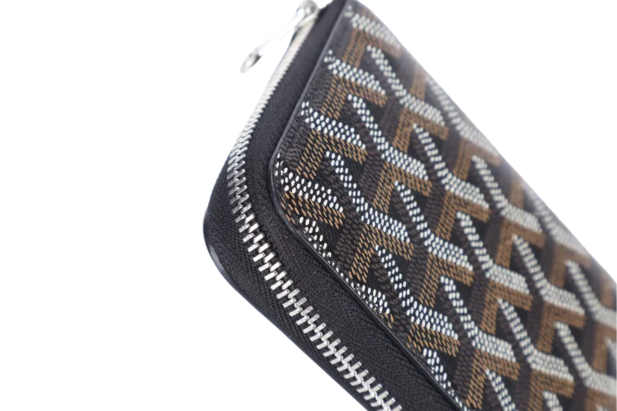 GOYARD MATIGNON ZIP AROUND MINI WALLET BLACK SILVER HARDWARE NO DUST COVER