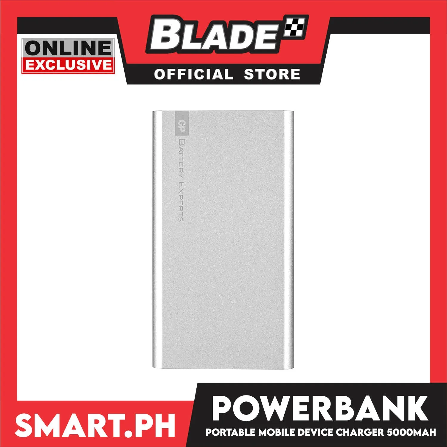 GP Power Bank Mobile Charger 5000mAh (Silver) For Smartphone and Tablet, Longer Battery Life, Durable and Easier To Use