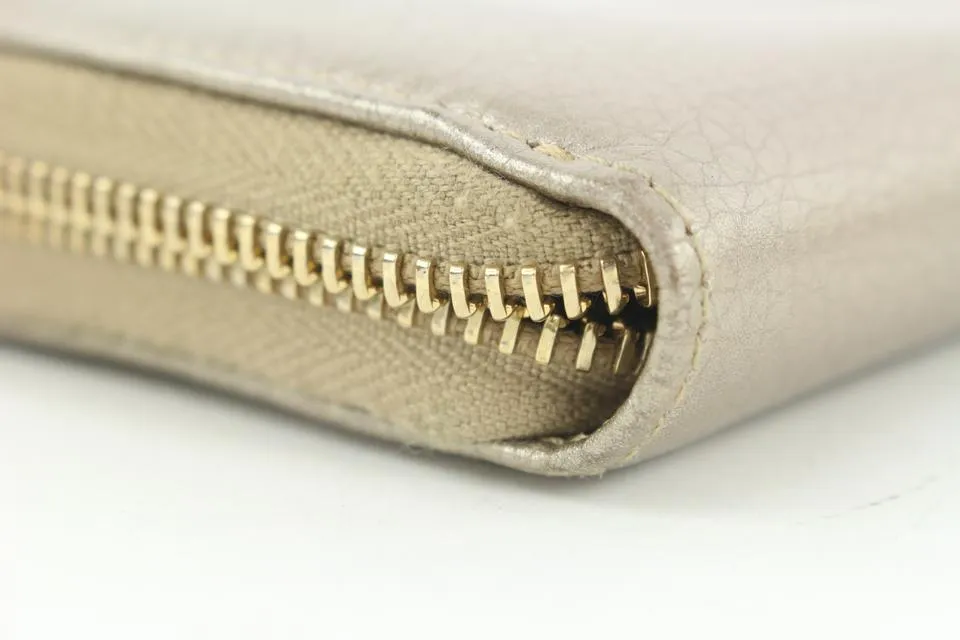 Gucci Gold Leather Bamboo Tassel Zip Around Continental Wallet Zippy 17ga113