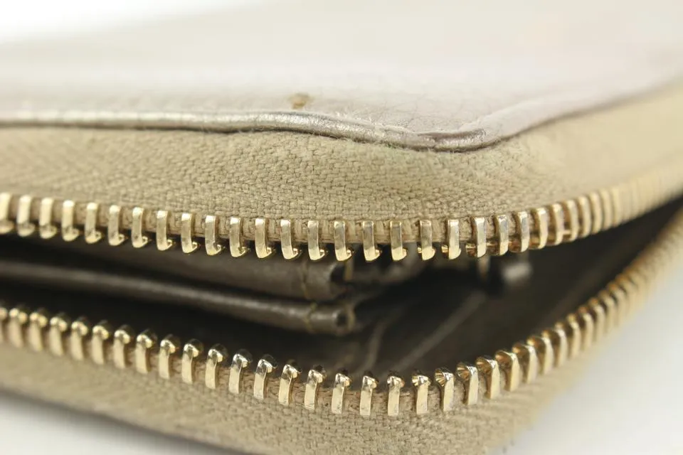 Gucci Gold Leather Bamboo Tassel Zip Around Continental Wallet Zippy 17ga113