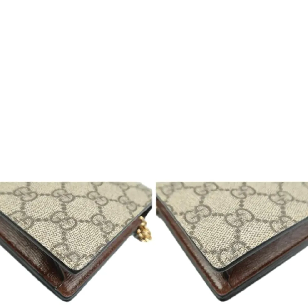 Gucci Heart Chain Wallet GG Supreme Monogram Canvas Crossbody Bag Beige  648948