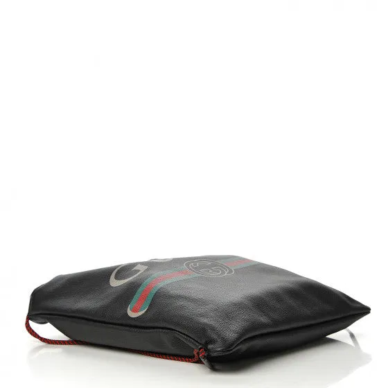 Gucci Logo-Print Drawstring Backpack in Black