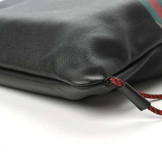Gucci Logo-Print Drawstring Backpack in Black