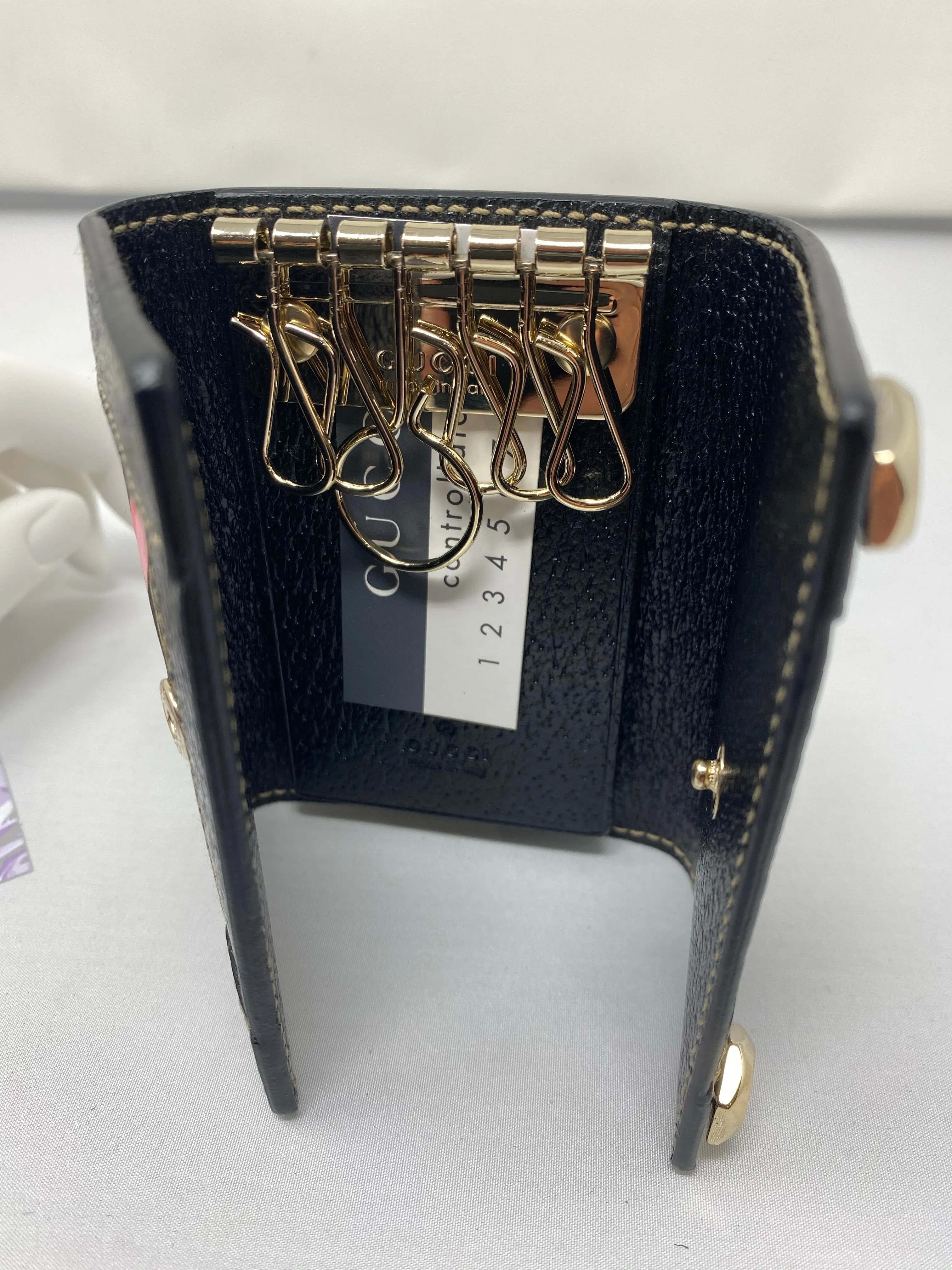 Gucci Tri Fold Key ring with Satin Decor