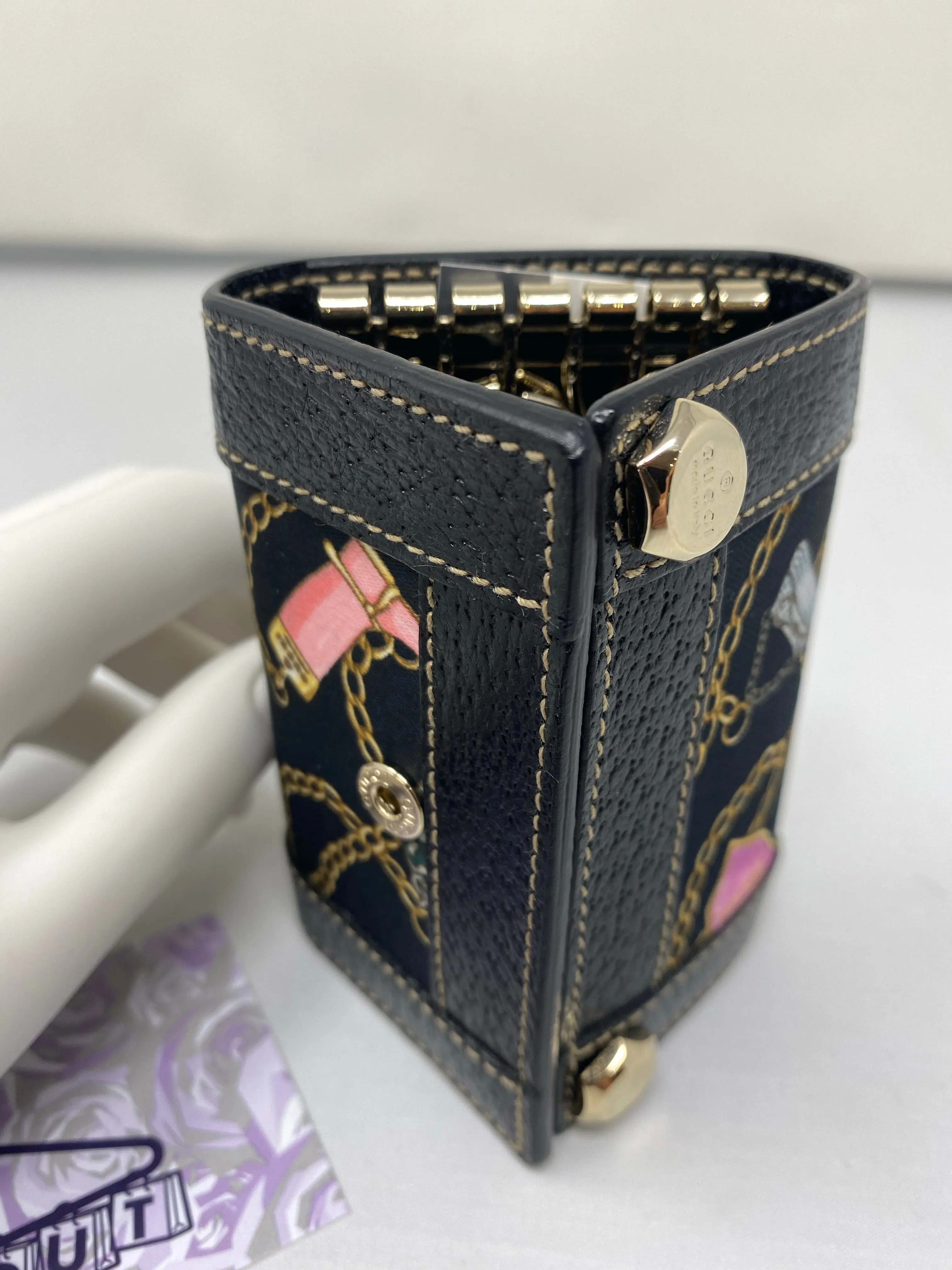 Gucci Tri Fold Key ring with Satin Decor