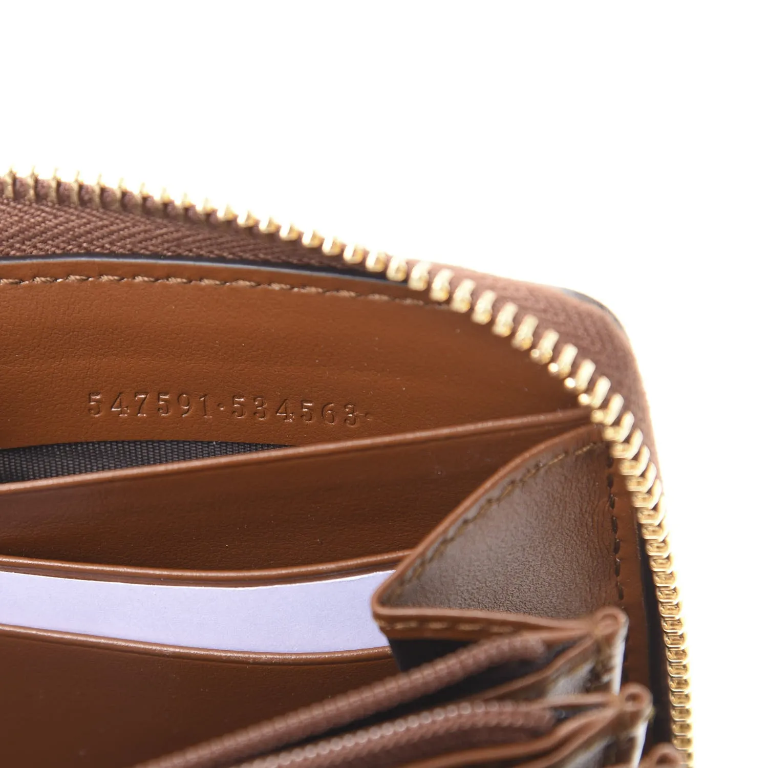 Gucci Zip Around Leather Wallet with Metallic Logo in Brown
