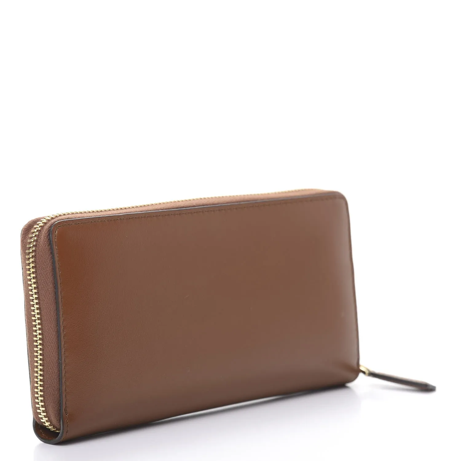 Gucci Zip Around Leather Wallet with Metallic Logo in Brown