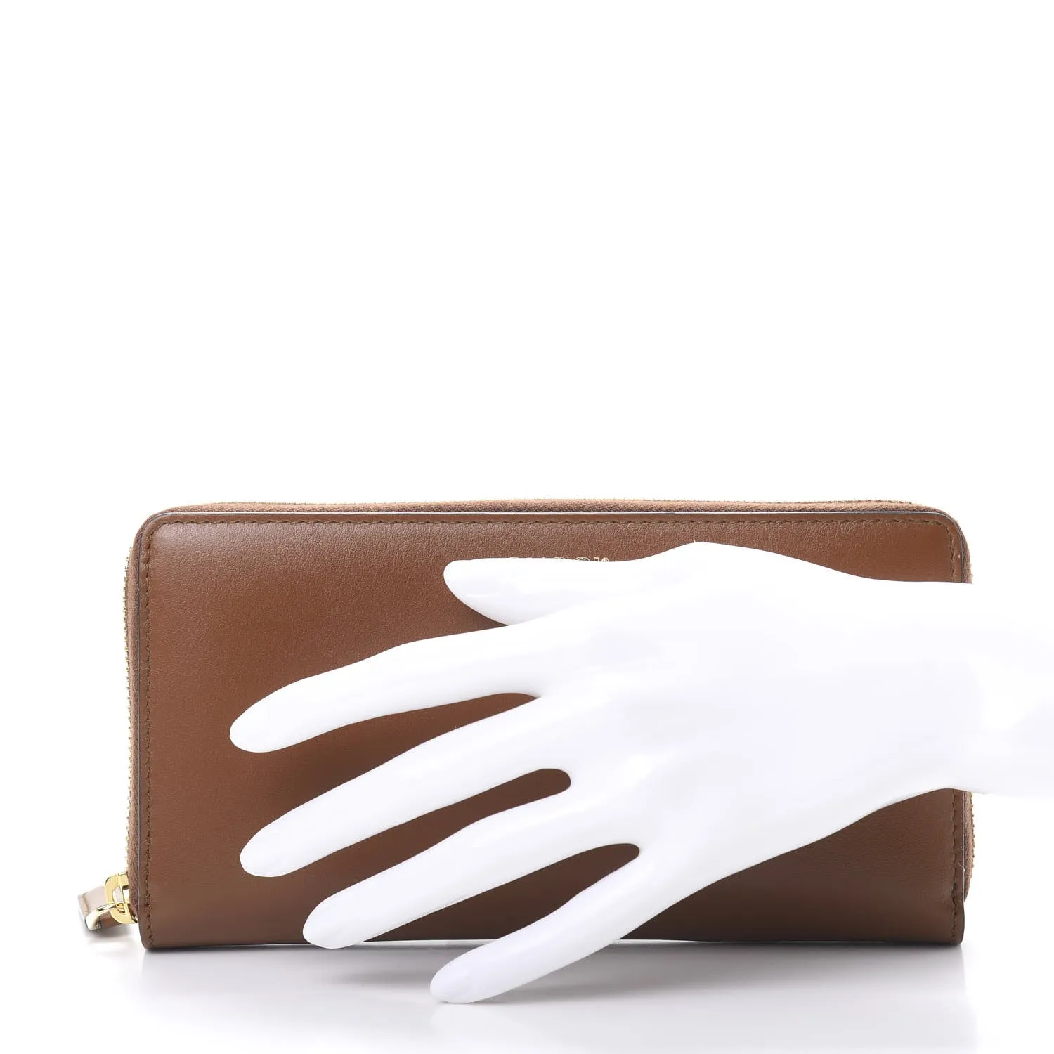 Gucci Zip Around Leather Wallet with Metallic Logo in Brown