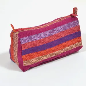 Hand Woven Cosmetic Bag | Magenta Diamond Stripe