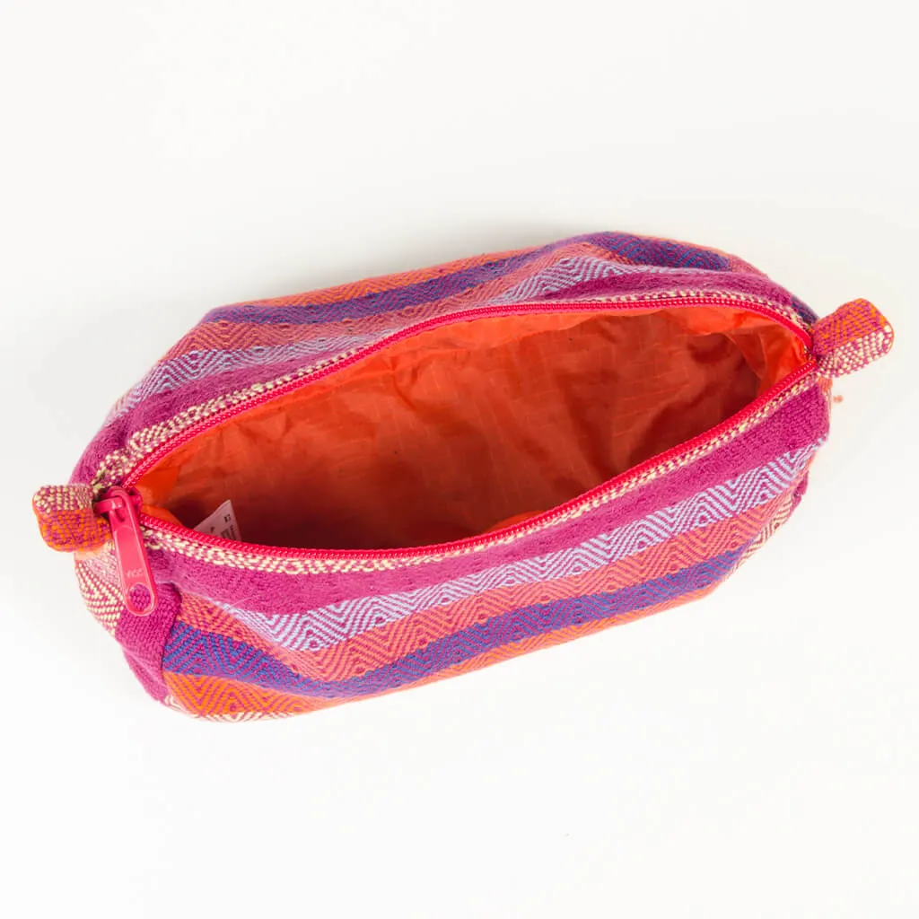 Hand Woven Cosmetic Bag | Magenta Diamond Stripe