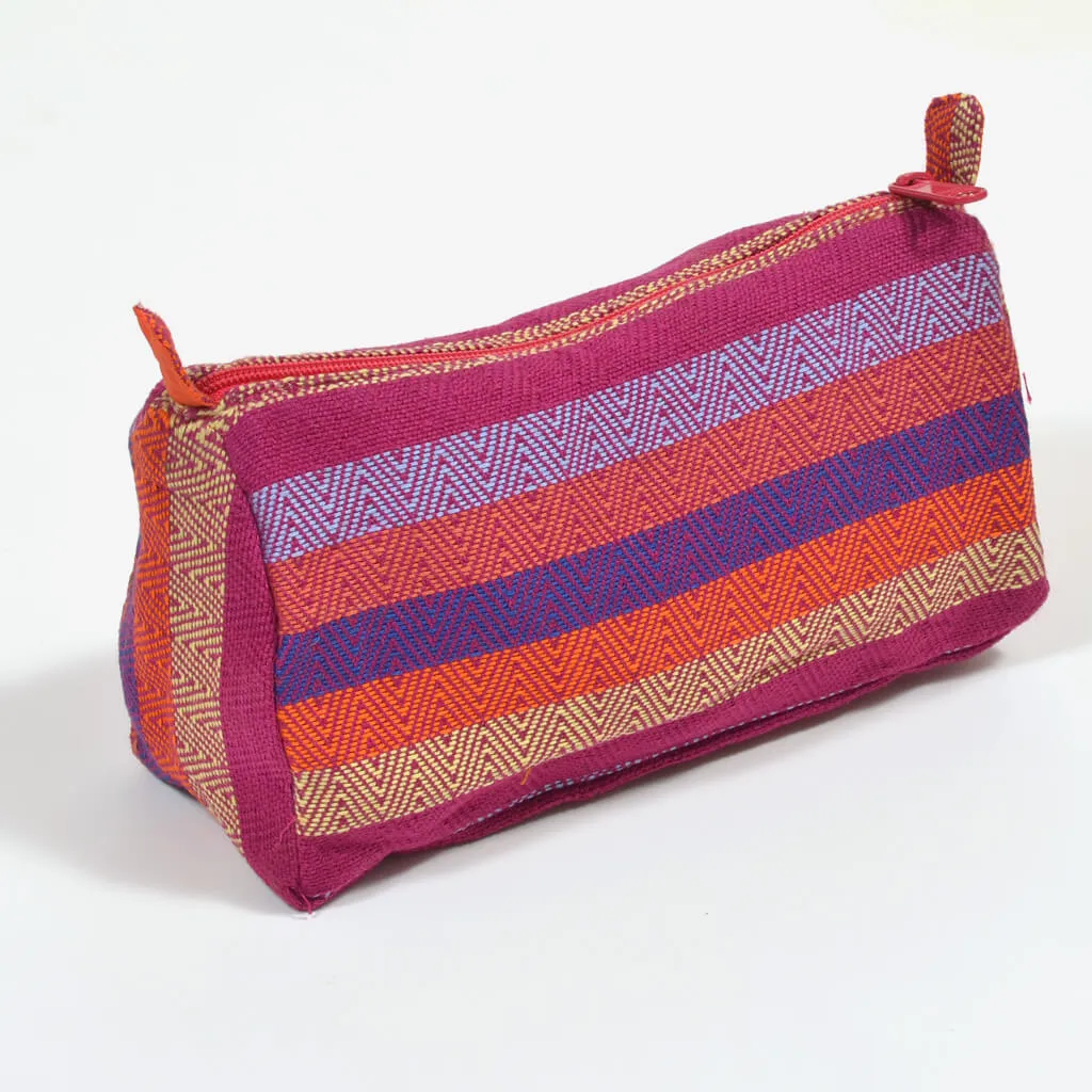 Hand Woven Cosmetic Bag | Magenta Diamond Stripe