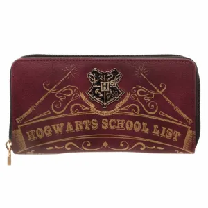 Harry Potter Hogwarts Crest Logo School List Zip Around Wallet Clutch