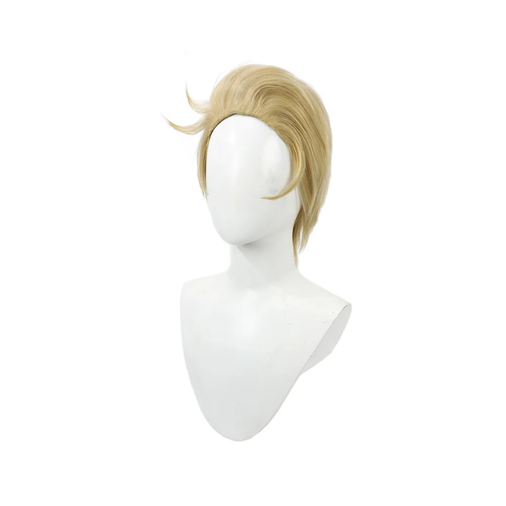 Hazbin Hotel Lucifer TV Character Cosplay Gold Wig Heat Resistant Synthetic Hair Accessories Props