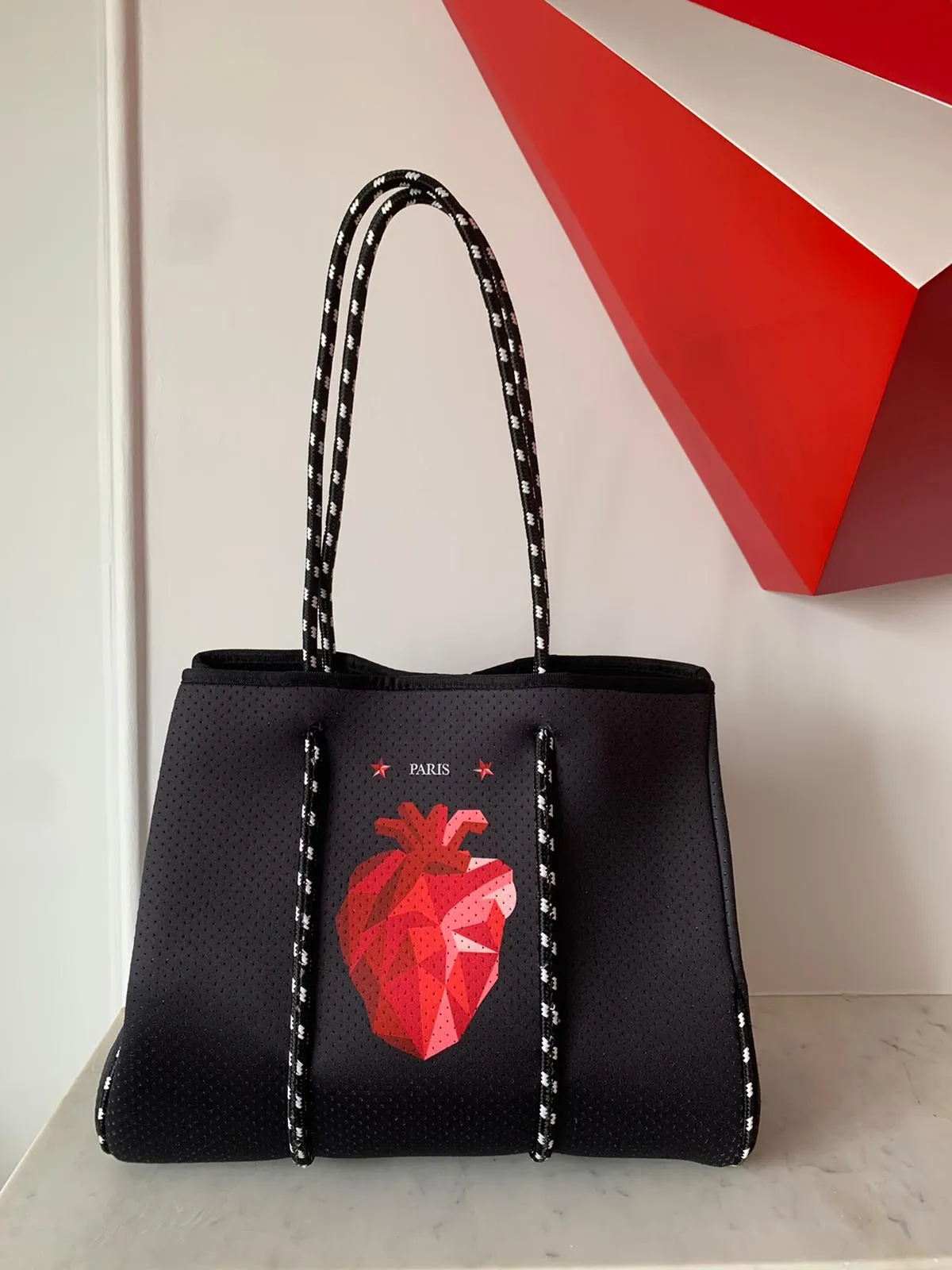 Heart Tote Stars Black