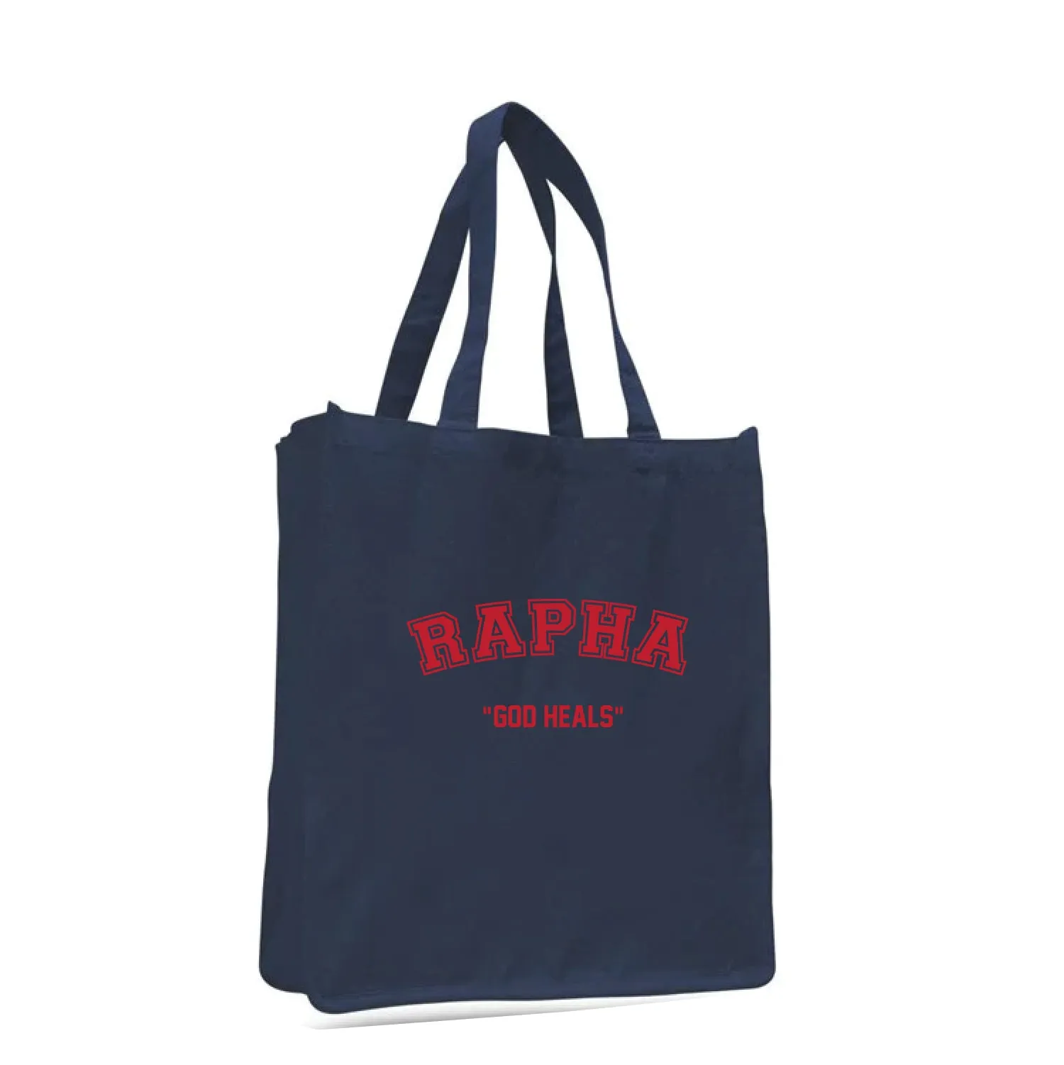 Heavy Duty Jumbo Canvas Tote with Gusset-Words Navy