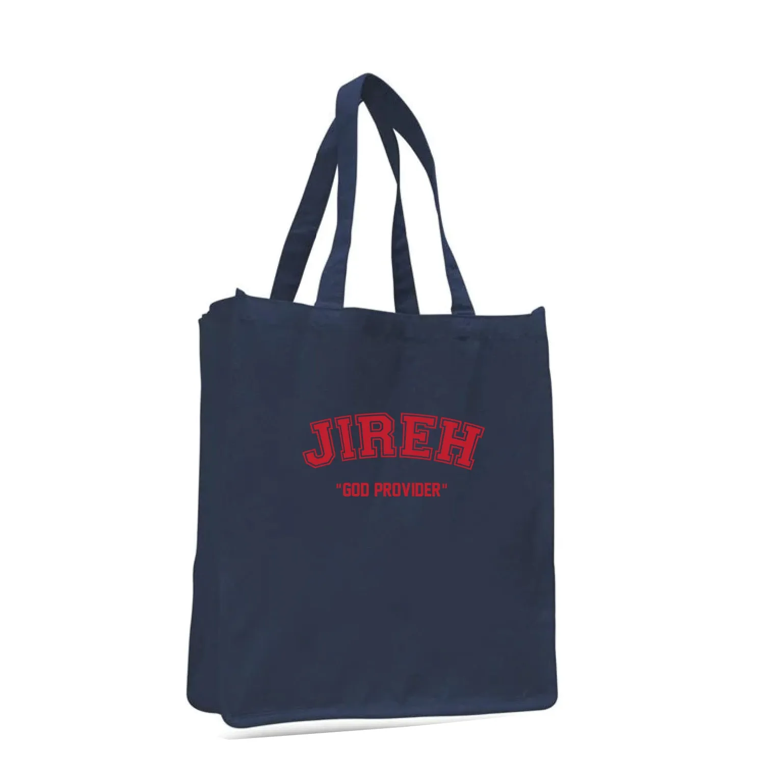 Heavy Duty Jumbo Canvas Tote with Gusset-Words Navy