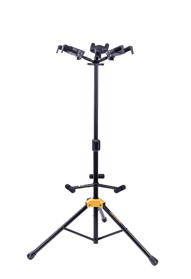 Hercules GS432BPLUS Triple Guitar Stand, Auto Grip System, Foldable Backrest